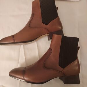Massimo Dutti Leather Ankle Boots, EU Size 39, Nutmeg